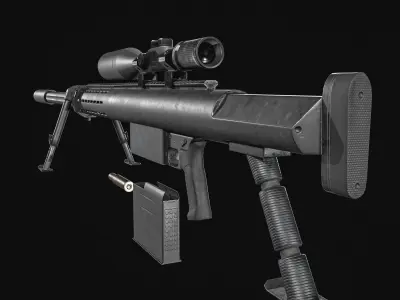 Anzio 20mm Sniper rifle Low-poly 3D model