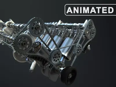V8 Engine Working Animated 3D model purchase