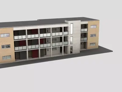 Realistic European City Block Building 26 Low-poly 3D model
