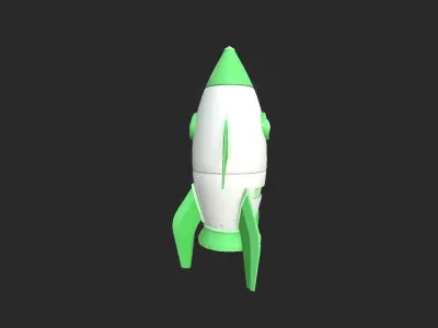 Cartoon Spaceship 08 Green - Spacecraft Vehicle SciFi Low-poly 3D model