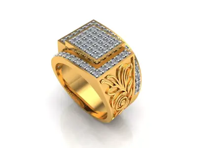 0116 - Antique Gents Diamond Ring 3D print model