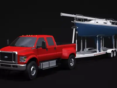 F-650 and Generic Sailboat Trailer 3D model
