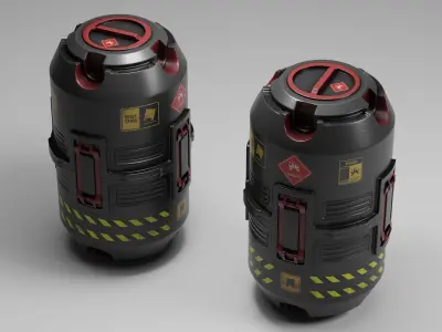 3 Sci-Fi Barrels Free low-poly 3D model