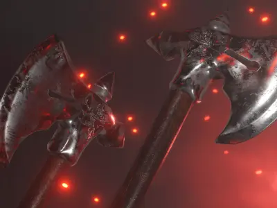 Medieval French battle axe Low-poly 3D model