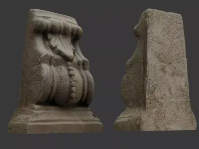 Antique Stone Corbel Scan Low-poly 3D model