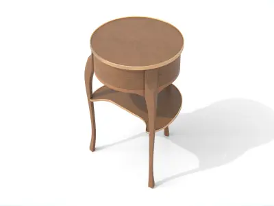 Antique Wooden Round Side Table Low-poly 3D model