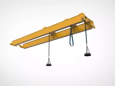 overhead crane equipped with a magnetic lifting system 3D model purchase