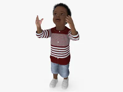 Little African Boy Light Skin in Summer Outfit Rigged for Maya  purchase 3D model