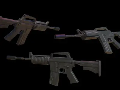 M4A1 3D model three rifles 3D model