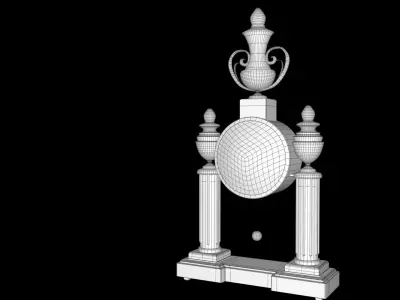 Antique White Clock made of Marble and Gold 3D model