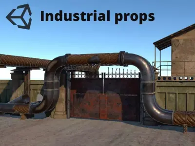 Industrial props Low-poly 3D model