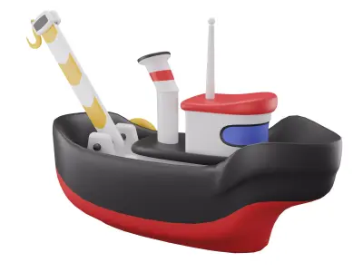 Toy Tugboat Low-poly 3D model