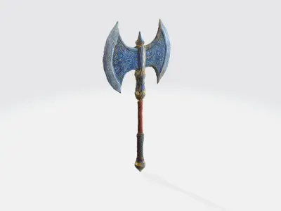 A medieval battle axe with a large double edged 3D model