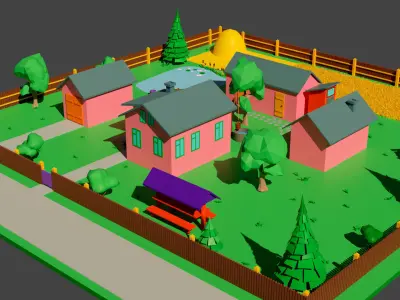 village simpsons house Low-poly 3D model