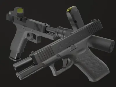 GLOCK 17 Gen5 MOS with attachments Low-poly 3D model