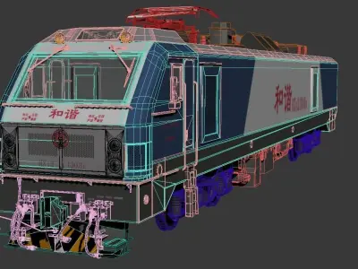 Chinese HXD2B electric locomotive Low-poly 3D model