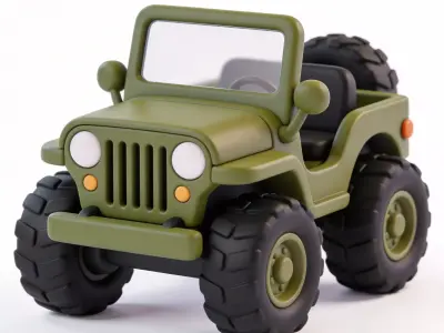 Stylized Chibi Military Jeep 3D Model Low-poly 3D model
