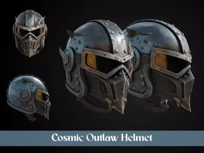 Stylized Interstellar Bounty Hunter Helmet - Cosmic Outlaw 3D print model