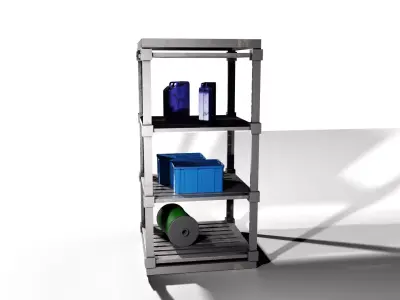 Industrial Shelving Unit Low Poly Low-poly 3D model