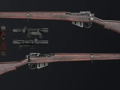 PBR Lee Enfield No 4 Mk 1 Low-poly 3D model