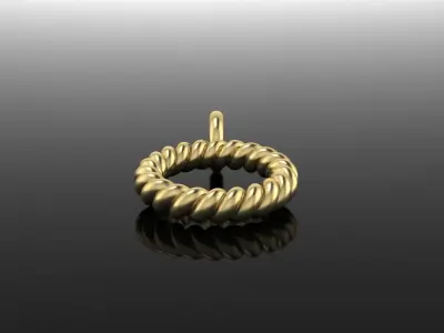 Thin Narrow Rope Twist Pendant Small Size 10mm Length  3D print model