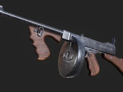 Thompson T-1 Submachine Gun Low-poly 3D model
