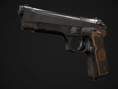 Beretta 92 FS lowpoly modle Low-poly 3D model