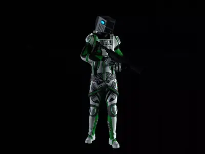 Robot Soldier - Assault Soldier Low-poly 3D model 19