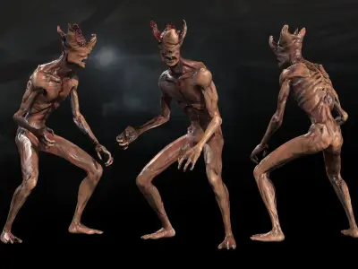 Mutant with open brain Free low-poly 3D model