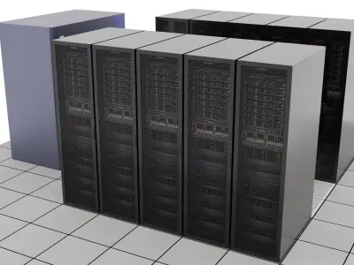 Lowpoly Data Center Server Room  Visualization Scene Low-poly 3D model