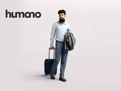 Humano Traveling Man with suitcase 2206-10 3D model
