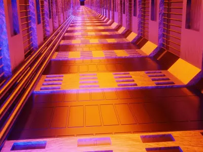 Sci-fi spaceship corridor 3D model