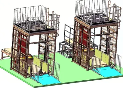 2Ton Vertical Freight Platform  Pallet Cargo Lift Elevator 3D model