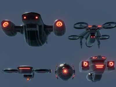 Sci Fi Drones 3D Model Pack
