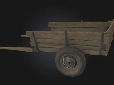 Wooden Handcart  Rustic Utility from a Bygone Era 3D model