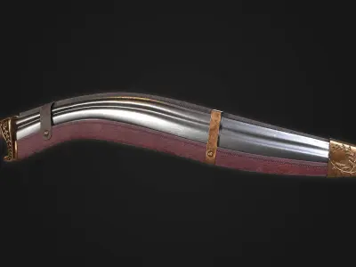 Spartan Elite Kopis Sword Lowpoly Game Ready Model Low-poly 3D model