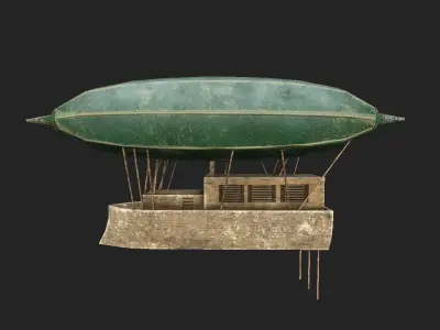 Steampunk Airship - Sci-Fi Aircraft 05 - Flying Ship Low-poly 3D model