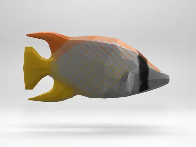 Butterflyfish polygonal fish Low-poly 3D model