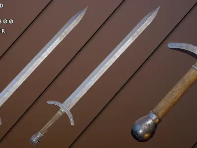 Medieval one-handed swords pack Low-poly 3D model