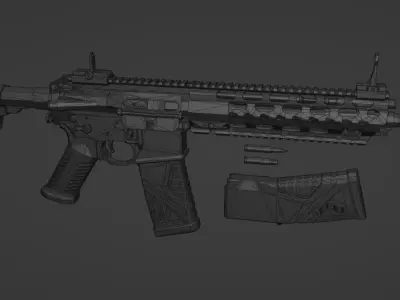 low-poly HK416A8 Free low-poly 3D model