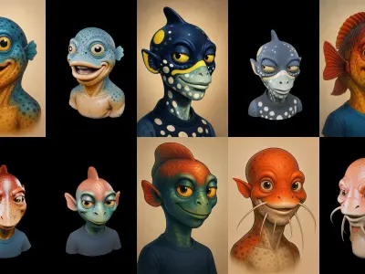 Head Fish bundle 15 pack 66 glb 3D model