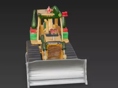 Christmas Bulldozer 3D Model Ornate Construction Prop Low-poly 3D model