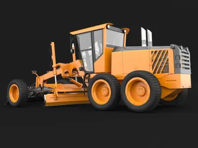 Grader orange bulldozer Low-poly 3D model