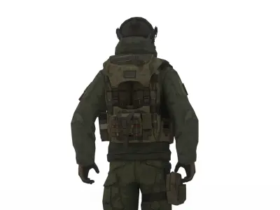 Tactical Special Forces Operator Realistic 3D Model Rigged Low-poly 3D model