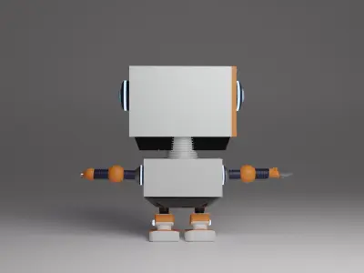 Sci-fi cute 3d robot model rigged and with dance animation Low-poly 3D model