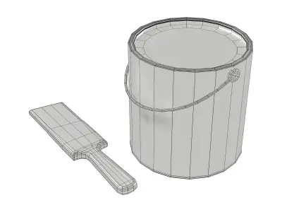 Paint Can and Brush Low-poly 3D model
