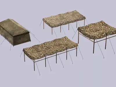Military Exclusive Blender Tent Set Low Poly 3D Model Low-poly 3D model