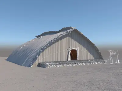 Prehistoric Wooden House 3D model
