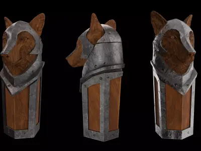 Wolf Knight Shield  Low-poly 3D model