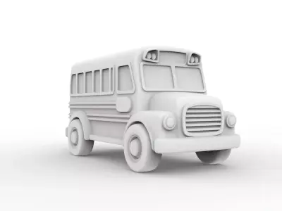 Vintage Wooden School Bus Toy 3D print model